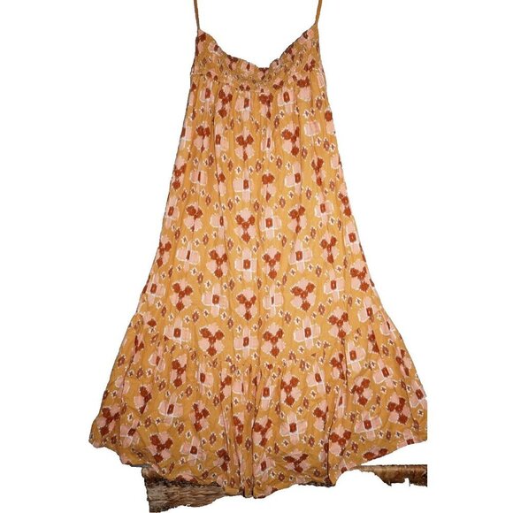 Aerie Women’s Boho Sundress | Floral Print Maxi Dress | Yellow & Orange | Size L - Picture 14 of 16